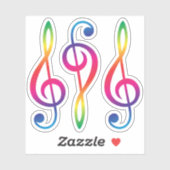 Sticker Clé G arc-en-ciel (Feuille)