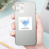 Sticker Clean the Oceans - whale watercolour design (Téléphone)