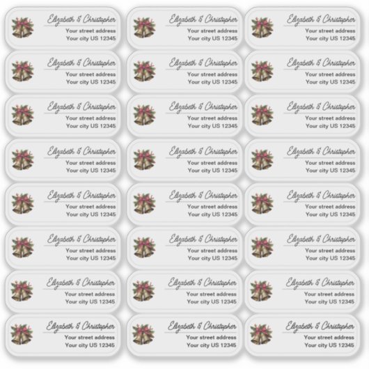 Sticker Clear Christmas Bells Return Address Transparent (Devant)