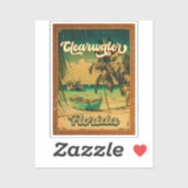 Sticker Clearwater Beach Floride Palm Tree Souvenirs 60s (Feuille)