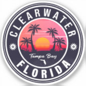 Sticker Clearwater Beach Floride Rétro Sunset Souvenirs (Recto)