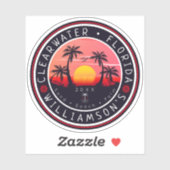 Sticker Clearwater Florida Retro Sunset Souvenirs 80s (Feuille)
