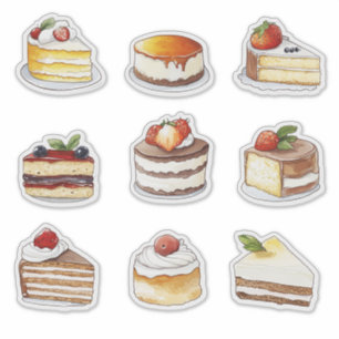 Sticker clipart d'aquarelle de la collection de dessert de
