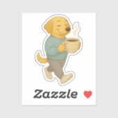 Sticker Clipart de chien de café adorable (Feuille)