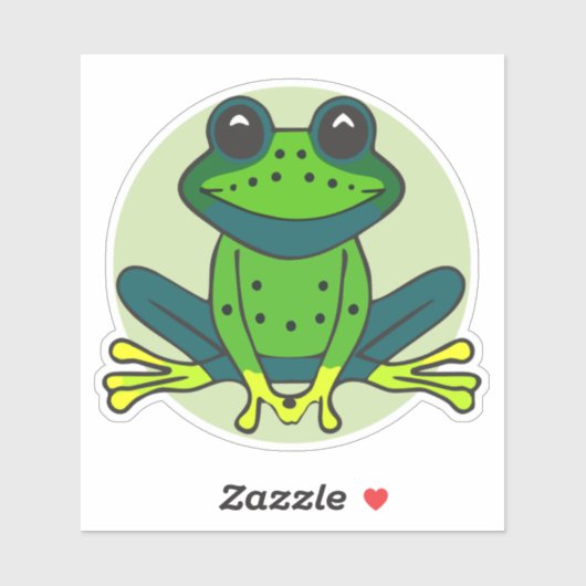 Sticker Clipart de dessin de grenouille verte Design-74742 (Feuille)