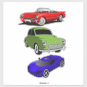Sticker Clipart de voitures classiques et sportives (Feuille)