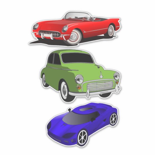Sticker Clipart de voitures classiques et sportives (Devant)