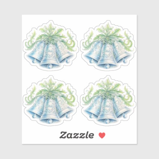 Sticker Cloches d'argent Mariage d'aquarelle du feuillage  (Feuille)