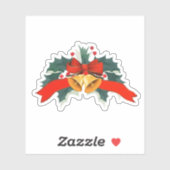 Sticker Cloches de Noël de Noël avec des feuilles saints (Feuille)