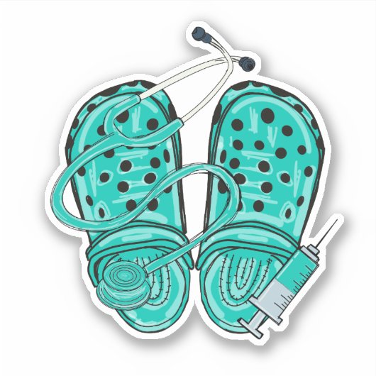 Sticker Clogs, stéthoscope et seringue imperméables (Devant)