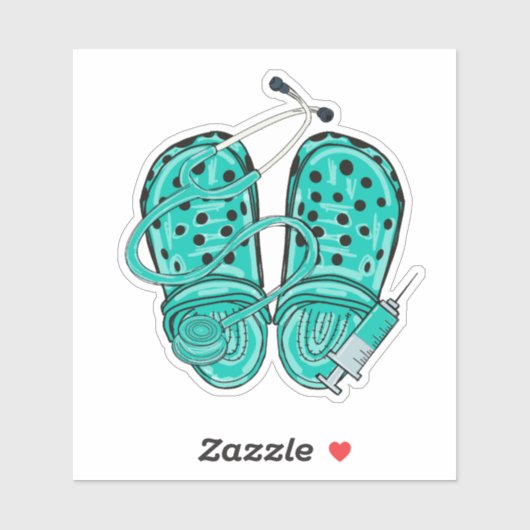 Sticker Clogs, stéthoscope et seringue imperméables (Feuille)