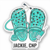 Sticker Clogs verts et seringue Monogramme étanche (Devant)