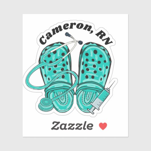 Sticker Clogs verts et seringue Monogramme étanche (Feuille)