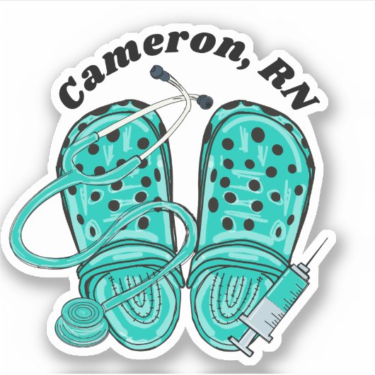 Sticker Clogs verts et seringue Monogramme étanche (Devant)