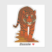 Sticker Cloisonne Art Tiger on the Jungle Path (Feuille)