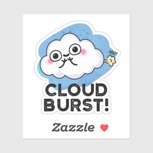 Sticker Cloud Burny Funny Cloud Fart Pun (Feuille)
