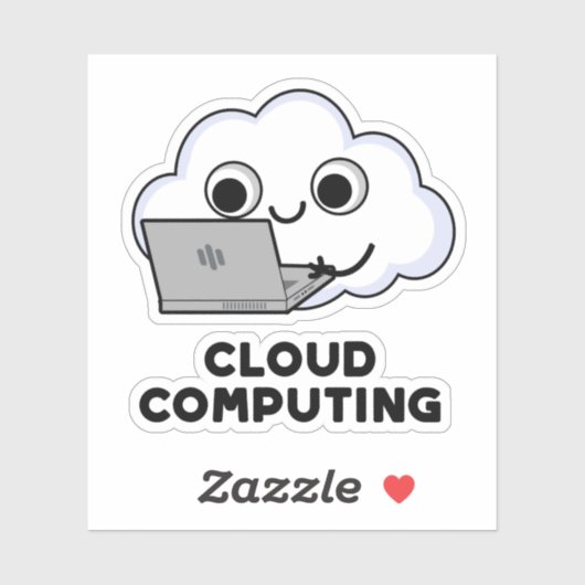 Sticker Cloud Computing Funny Ordinateur Météo Pun (Feuille)