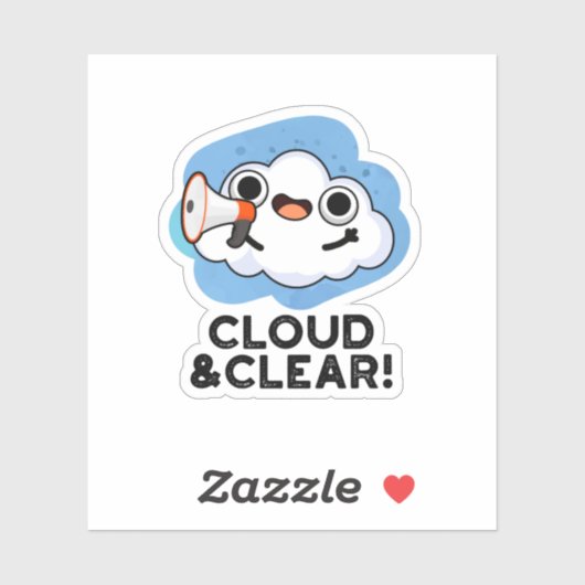 Sticker Cloud Et Clair Funky Météo Pun (Feuille)