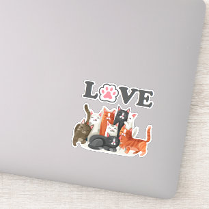 Sticker Clowder mignon de chats illustration avec LOVE