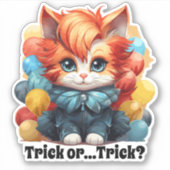 Sticker Clown Cat - "Trick or...Trick ?" (Devant)
