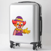Sticker Clown Joyeux Avec Chapeau Violet (Sur valise)