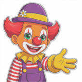 Sticker Clown Joyeux Avec Chapeau Violet (Devant)