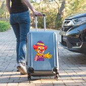 Sticker Clown Joyeux Avec Chapeau Violet (Valise Insitu)