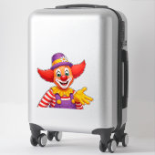 Sticker Clown Joyeux Avec Chapeau Violet (Sur valise)
