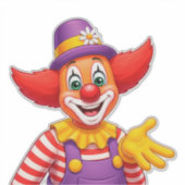 Sticker Clown Joyeux Avec Chapeau Violet (Devant)