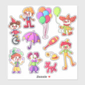 Sticker Clowns de cirque pour enfants (Feuille)