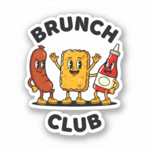 Sticker Club Brunch Dessin Animé Rétro Nourriture Amusemen
