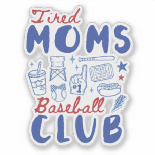 Sticker Club de Baseball des Mamans Fatiguées Rétro Jour d