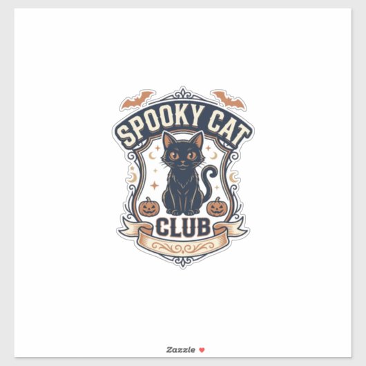 Sticker Club de Chat Effrayant Chat Halloween Chat Effraya (Feuille)