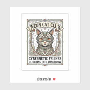 Sticker Club de chat néon Chat Cyberpunk Vintage Art vecto