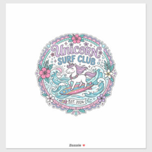 Sticker Club de surf Licorne Graphique de T-shirt ludique_