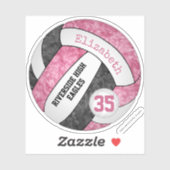 Sticker club de volley-ball rose noir (Feuille)