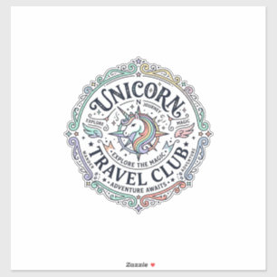 Sticker Club de voyage Licorne Création originale Zazzle_1