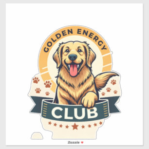 Sticker Club Énergie Dorée Golden Retriever Chien Vintage 