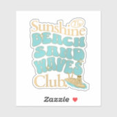 Sticker Club Sunshine, Plage, Sable, Vagues Citation Été (Feuille)