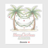 Sticker Coastal Christmas Palm Trees With Hammock (Feuille)