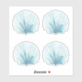 Sticker Coastère Aqua Scallop Seashells (Feuille)