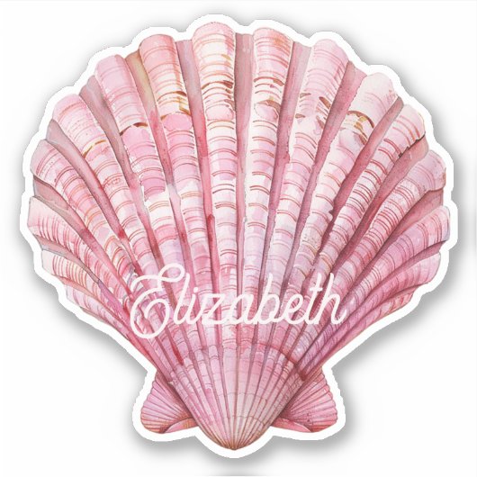 Sticker Coastère rose coquille sur blanc Personnalisé (Devant)