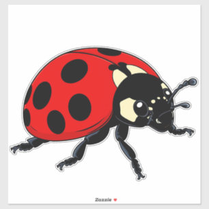 Sticker Coccinelle rouge de dessin animé, personnage d'ins