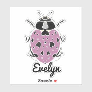 Sticker Coccinelle Violette avec Nom