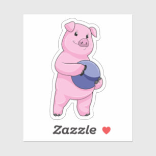 Sticker Cochon à Bowling avec balle de Bowling