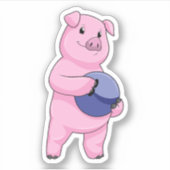Sticker Cochon à Bowling avec balle de Bowling (Devant)