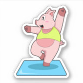 Sticker Cochon au yoga Fitness (Devant)