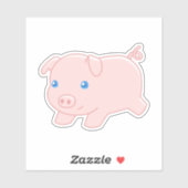 Sticker Cochon, cochon mignon (Feuille)