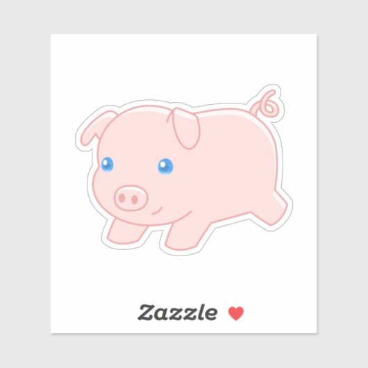Sticker Cochon, cochon mignon (Feuille)