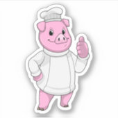 Sticker Cochon comme cuisinier avec casquette chef (Devant)